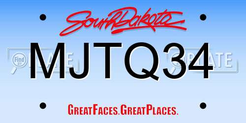 MJTQ34 South Dakota License Plate
