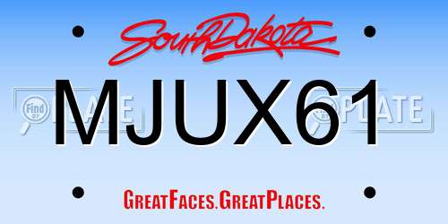 MJUX61 South Dakota License Plate