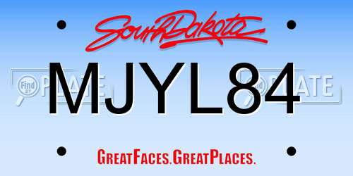 MJYL84 South Dakota License Plate