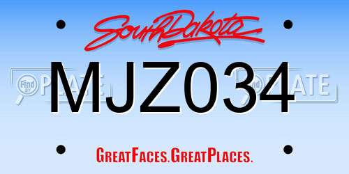 MJZ034 South Dakota License Plate