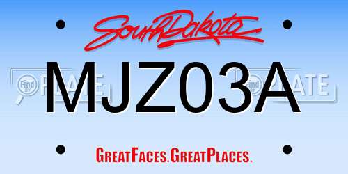 MJZ03A South Dakota License Plate