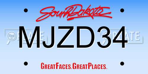 MJZD34 South Dakota License Plate