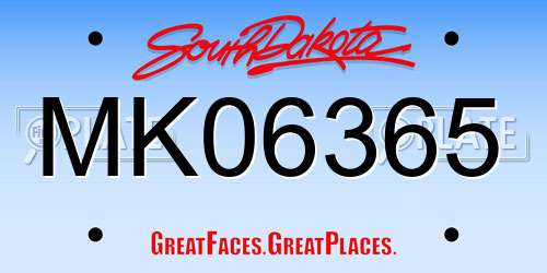 MK06365 South Dakota License Plate