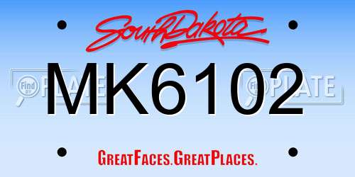 MK6102 South Dakota License Plate