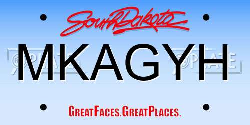MKAGYH South Dakota License Plate