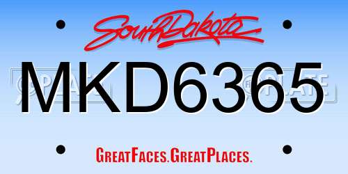 MKD6365 South Dakota License Plate