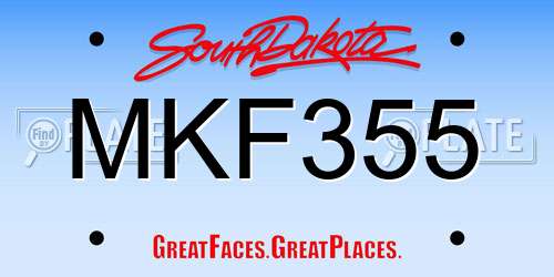 MKF355 South Dakota License Plate
