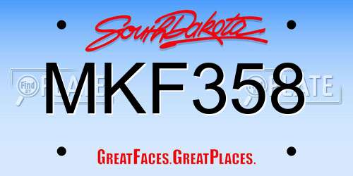 MKF358 South Dakota License Plate