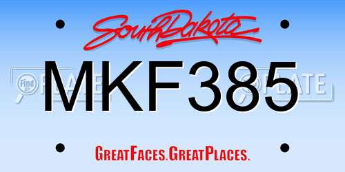 MKF385 South Dakota License Plate