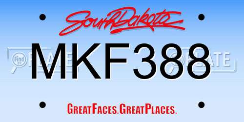 MKF388 South Dakota License Plate