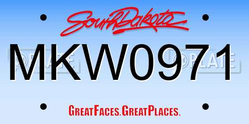 MKW0971 South Dakota License Plate