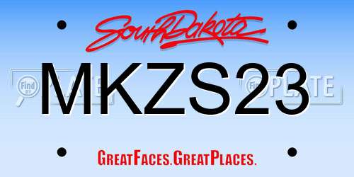 MKZS23 South Dakota License Plate