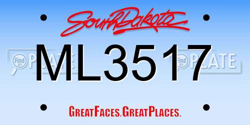 ML3517 South Dakota License Plate
