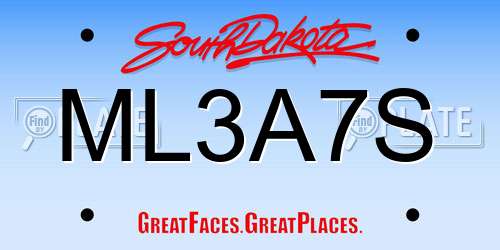 ML3A7S South Dakota License Plate