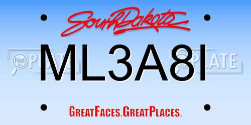 ML3A8I South Dakota License Plate