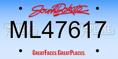 ML47617 South Dakota License Plate