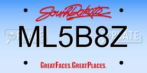 ML5B8Z South Dakota License Plate