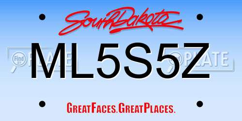 ML5S5Z South Dakota License Plate