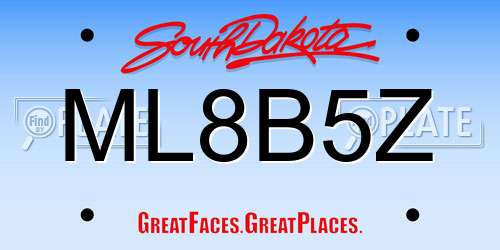 ML8B5Z South Dakota License Plate