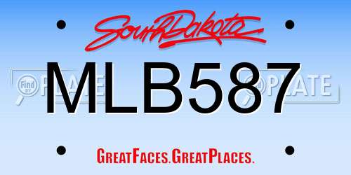 MLB587 South Dakota License Plate