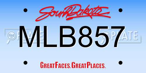 MLB857 South Dakota License Plate