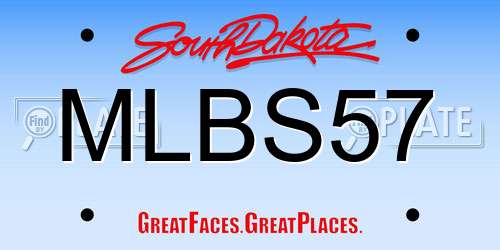 MLBS57 South Dakota License Plate