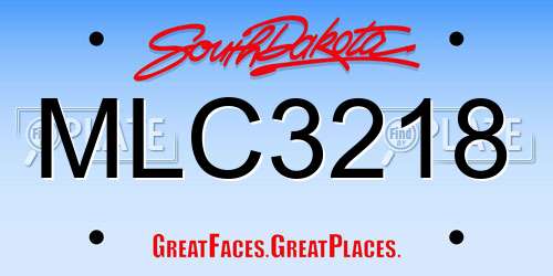 MLC3218 South Dakota License Plate