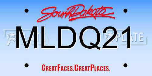 MLDQ21 South Dakota License Plate