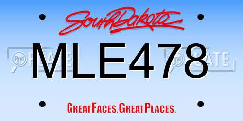 MLE478 South Dakota License Plate