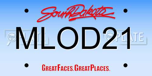MLOD21 South Dakota License Plate