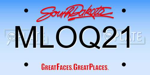 MLOQ21 South Dakota License Plate