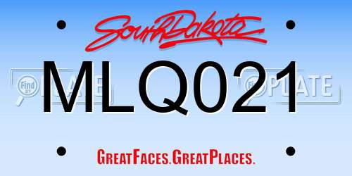 MLQ021 South Dakota License Plate