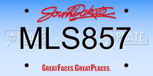 MLS857 South Dakota License Plate