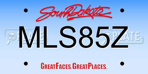 MLS85Z South Dakota License Plate