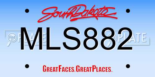 MLS882 South Dakota License Plate