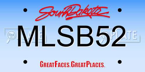 MLSB52 South Dakota License Plate