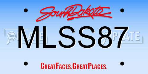 MLSS87 South Dakota License Plate