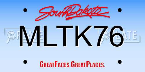 MLTK76 South Dakota License Plate