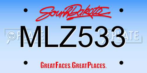 MLZ533 South Dakota License Plate