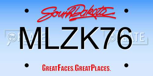 MLZK76 South Dakota License Plate