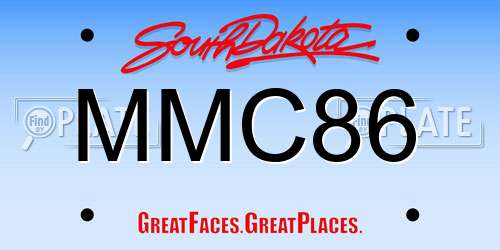MMC86 South Dakota License Plate