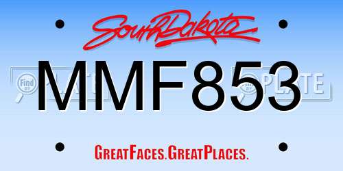 MMF853 South Dakota License Plate