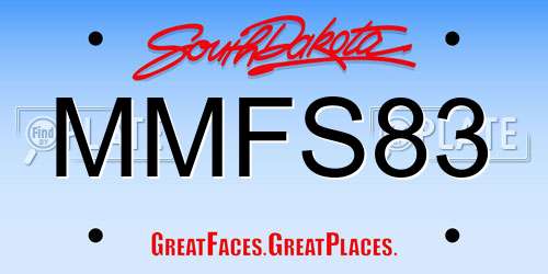 MMFS83 South Dakota License Plate