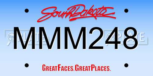 MMM248 South Dakota License Plate