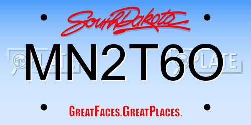 MN2T6O South Dakota License Plate