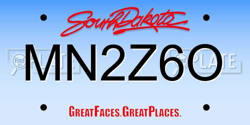 MN2Z6O South Dakota License Plate