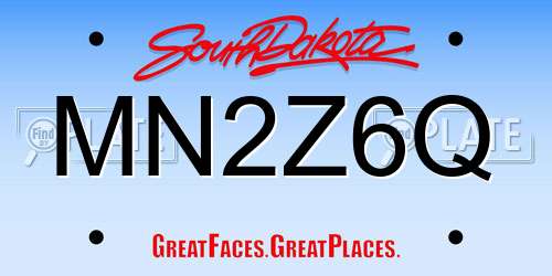 MN2Z6Q South Dakota License Plate