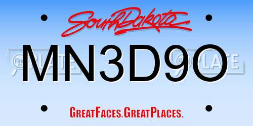 MN3D9O South Dakota License Plate