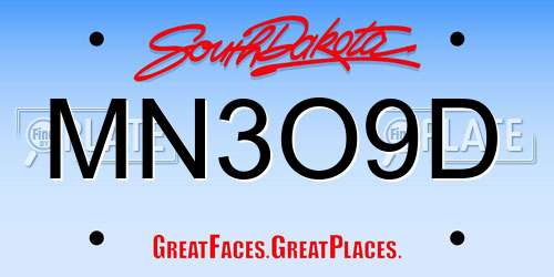 MN3O9D South Dakota License Plate