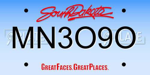 MN3O9O South Dakota License Plate